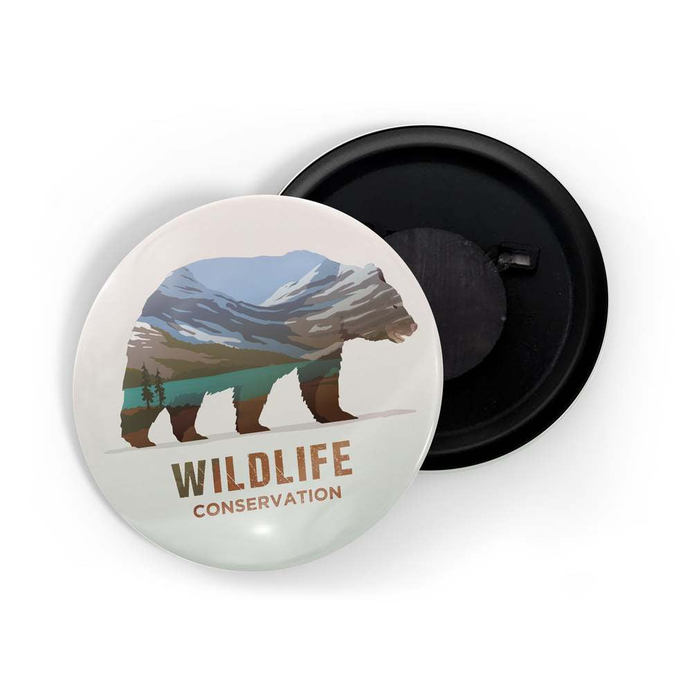 dhcrafts Fridge Magnet Wildlife Conservation Bear D1 Glossy Finish Design Pack of 1 (58mm)